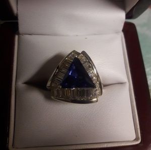Sterling Silver Ring w/Created Sapphire